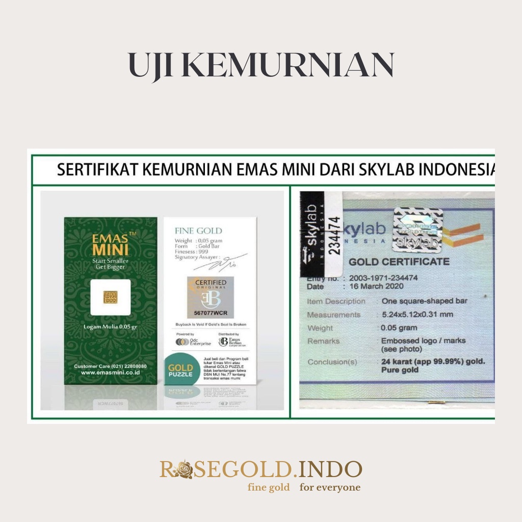 Logam Mulia Emas Mini 24 Karat Emas Murni gramasi 0.05 gram hadiah pertunangan, wisuda, lahiran, souvenir