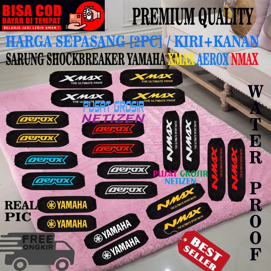 sarung shock cover shockbreaker shok belakang NMAX AEROX XMAX sepasang - 2 Yamaha Kuning