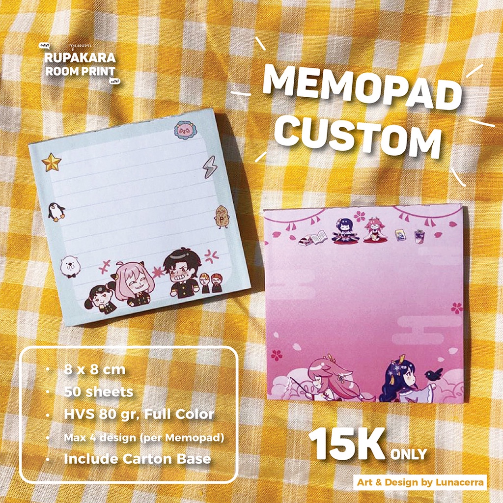

[RUPAKARA] Cetak Custom Memopad Isi 50 lembar HVS 80 gram Full Color