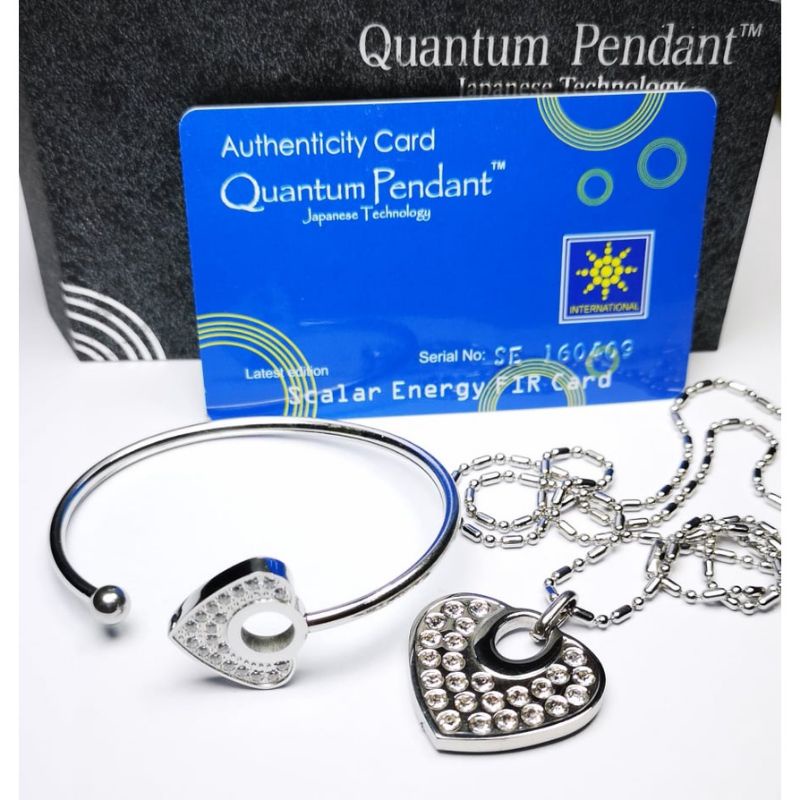 KALUNG QUANTUM PENDANT HEART PERMATA BIRU SATUSET GELANG LOVE