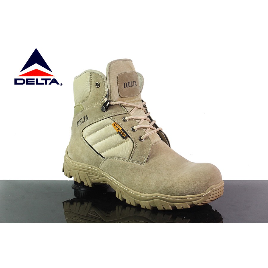 sepatu pria boots safety DELTA cordura tactical gurun tinggi 6 inci cream original suede