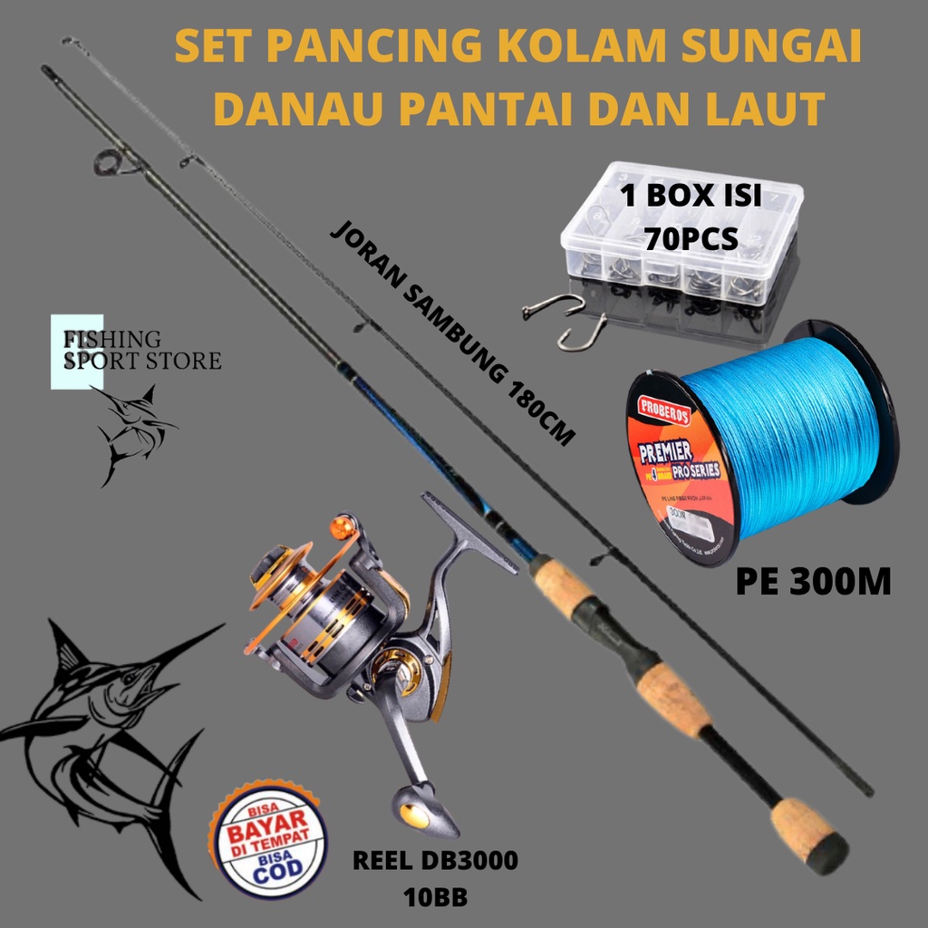 Set Paket  Pancing Galatama 4  in 1 Joran 1.8 M dan Reel 3000 10  Bearing Tang dan Benang PE 300M