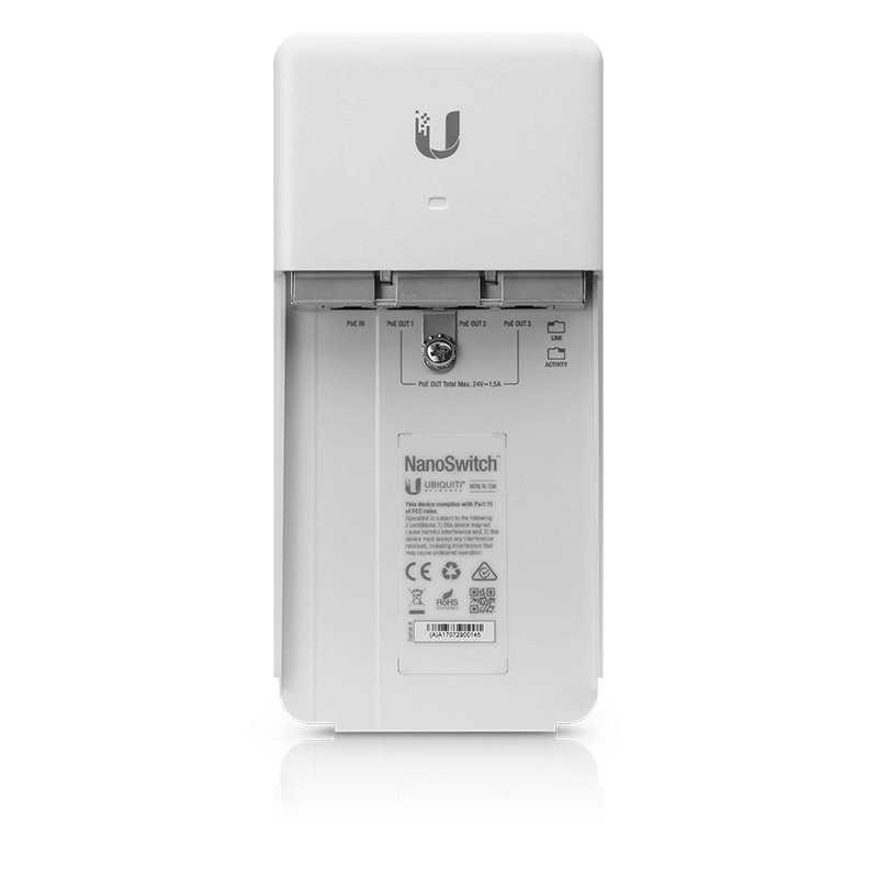 Ubiquiti Nano Switch Outdoor 4-Port POE Passthrough Switch N-SW