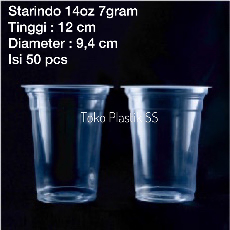 Gelas Plastik Starindo 14 oz 7 Gram / gelas plastik untuk sablon