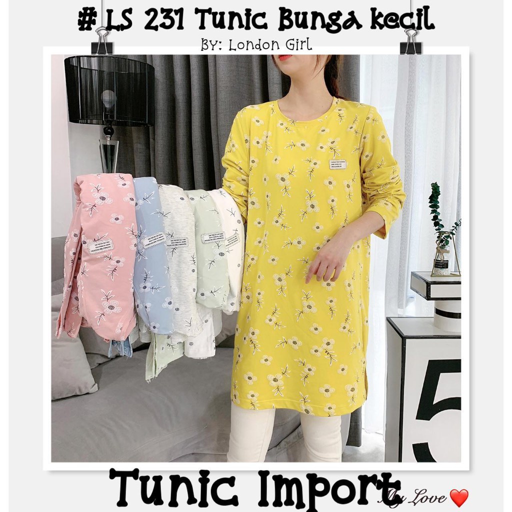 Atasan Tunik Panjang Import #LS 231 Bunga Kecil/ Fashion Tunik Muslim/ Woman Import Top Long Tunic