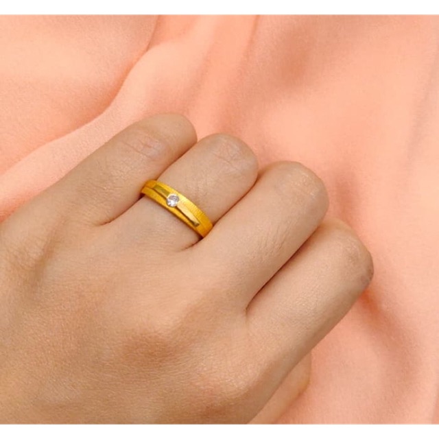 Cincin Polos Permata Model Nikah Elegant Emas Asli