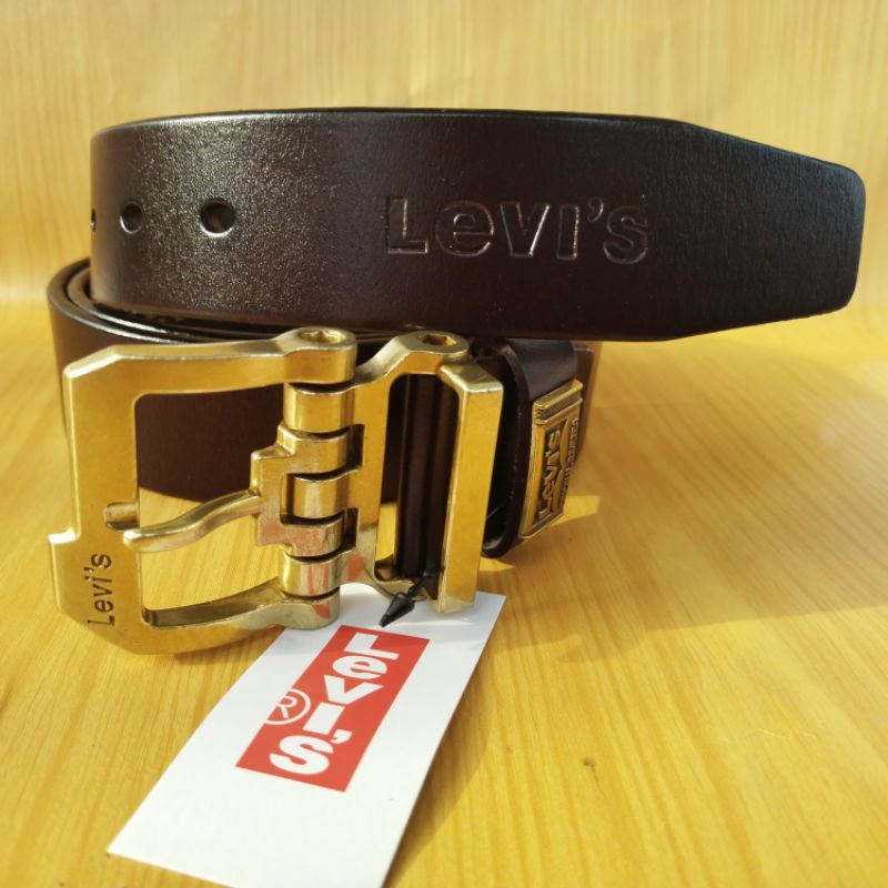 Gesper Kulit Pria Asli premium Ikat pinggang pria kulit gesper LEVI'S pala gold