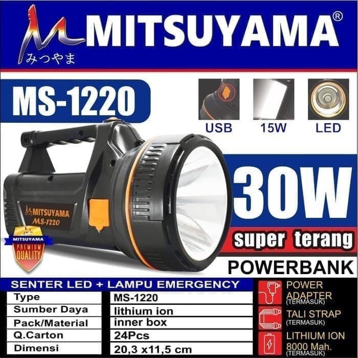 Senter MITSUYAMA MS 1220 + Lampu Emergency USB 30W MS-1220 #COD