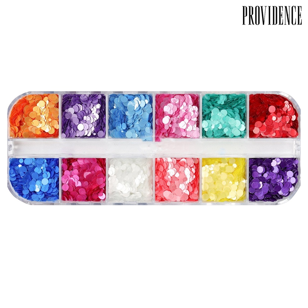 Providence 12Grids/Box Manicure Ring Flake Various Shapes Beautify Nails Candy Colors Nail Art Glitter Neon Round Sequins for Female