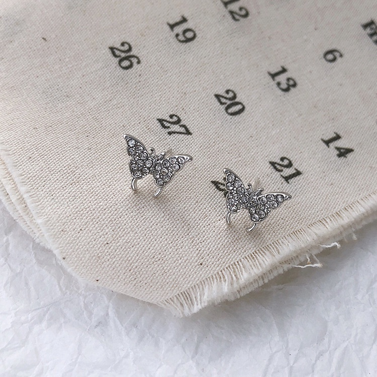 We Flower Shining Crystal Butterfly Ear Cuff Clip Earrings for Women Korean Girls Fashion Jewelry-2PCs earrings