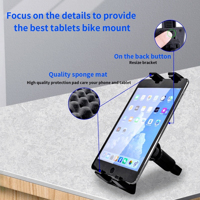 Universal Car Tablet Holder Indoor Gym Treadmill Latihan Sepeda Handlebar Mount Stand untuk iPad Pro 12.9 Xiaomi Samsung Tablet PC