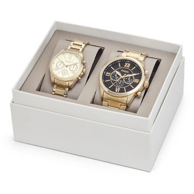 JAM TANGAN FOSSIL COUPLE BQ2145 CHRONOGRAPH GOLD TONE WATCH GIFT