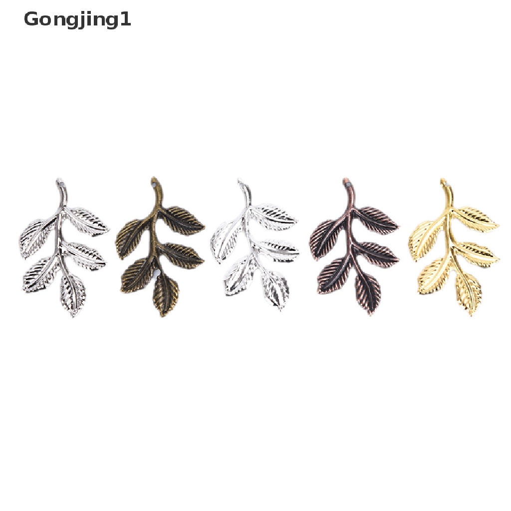 Gongjing1 30pcs / set Konektor Bentuk Daun Bahan Metal Untuk Membuat Perhiasan DIY