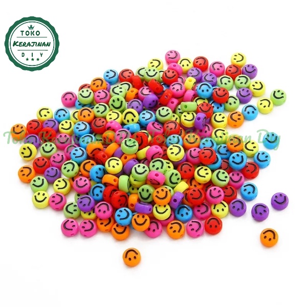 [ 35pcs ] Manik Smile Mote Smile 10mm Mute Emoticon Monte Smiley Bahan Meronce