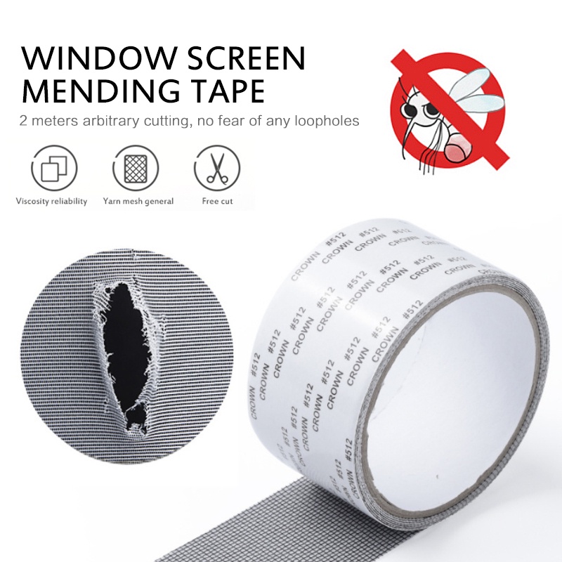 ღ Jendela Layar Kelambu Perbaikan Tape Anti Nyamuk Mesh Lengket Patch Perbaikan Tape Kuat Self Adhesive Fiberglass Patch untuk Layar Lubang Air Mata Perbaikan