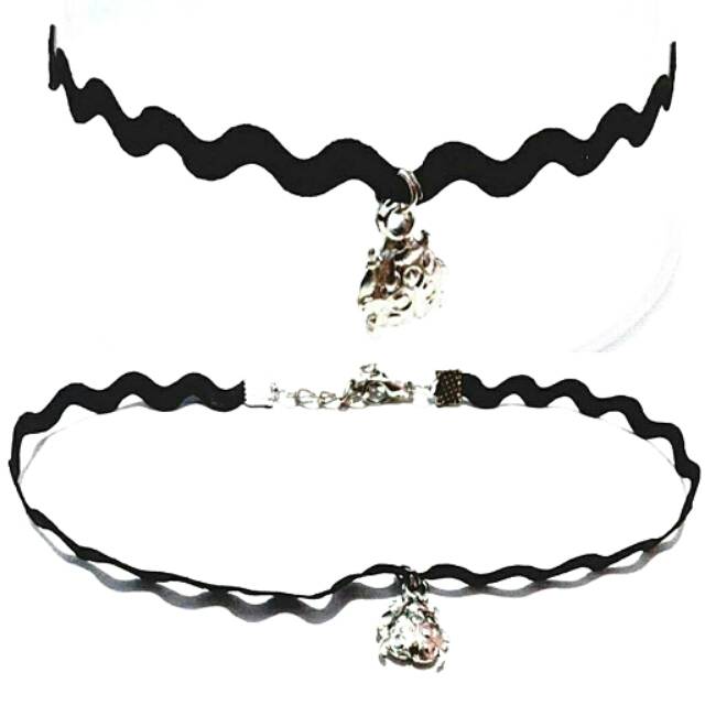 Zigzag Choker Necklace Silver Ladybug | Kalung Handmade