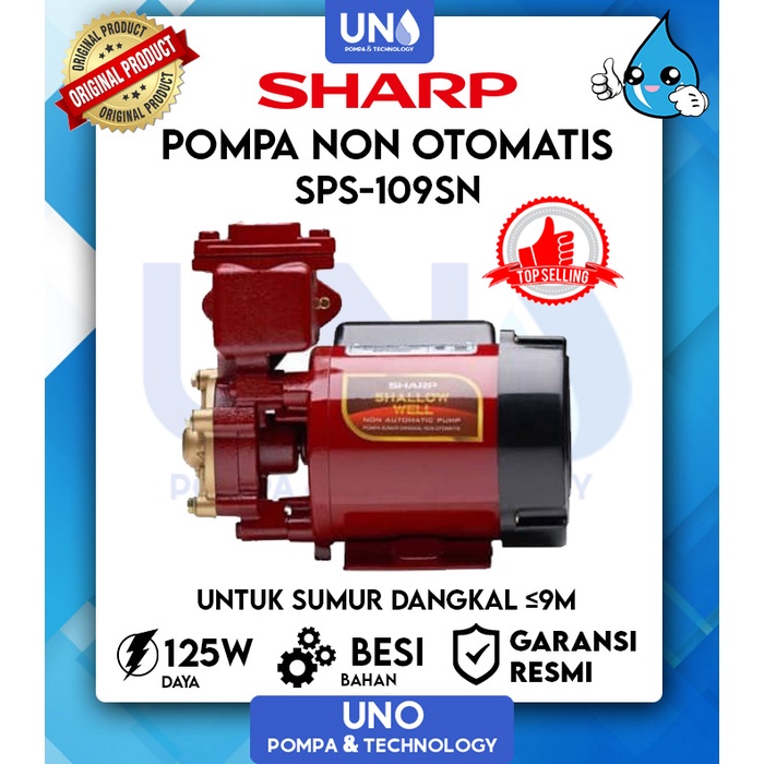 Pompa Air Sumur Dangkal Non Otomatis Sharp SPS 109 SN