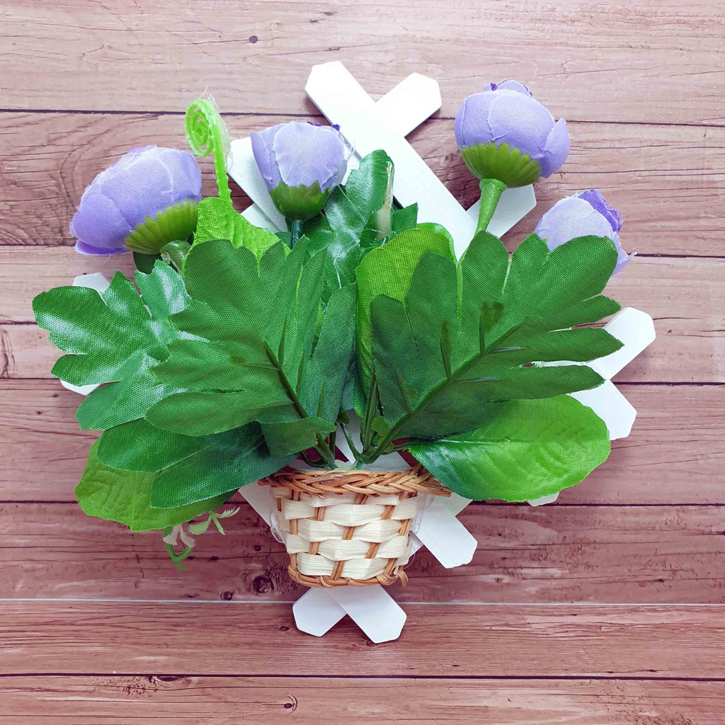 Hiasan Bunga Gantung 17cm x 17cm/ Bunga Plastik/  Bunga Artificial/ Bunga Palsu-Ungu Muda