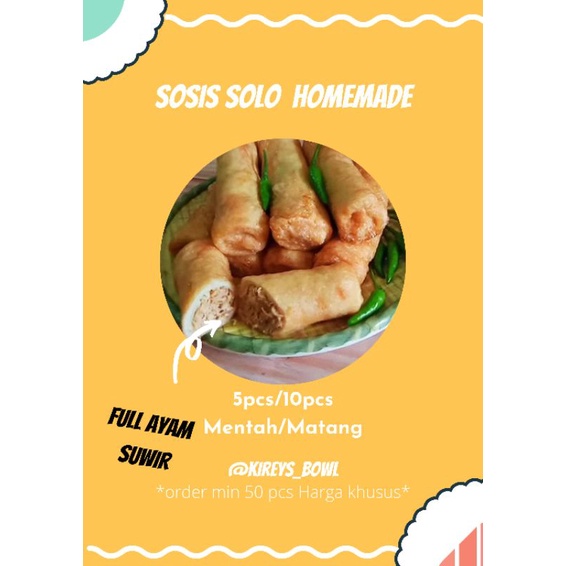 

Sosis Solo ayam suwir Homemade isian Full