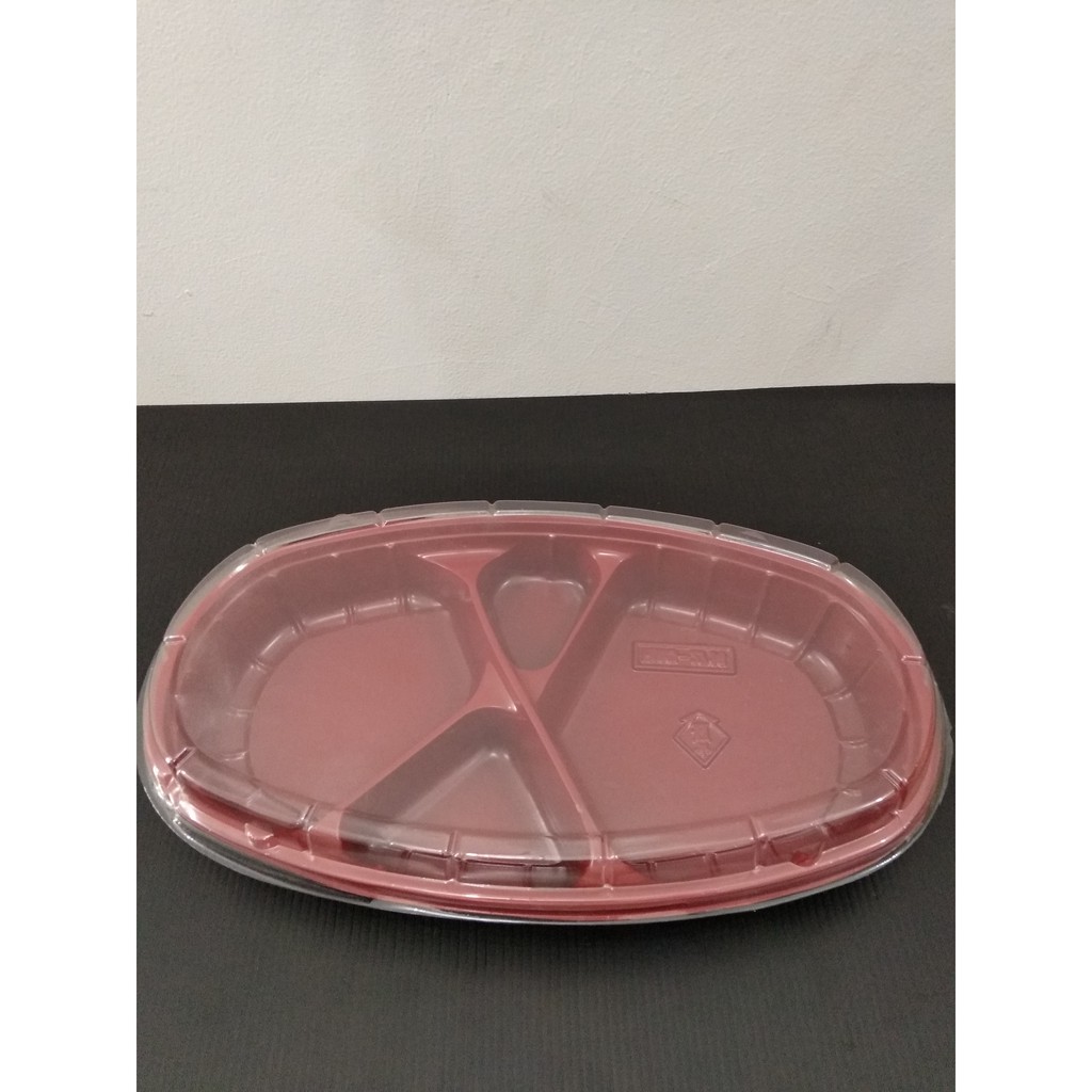 Bento Sekat Oval Red Black