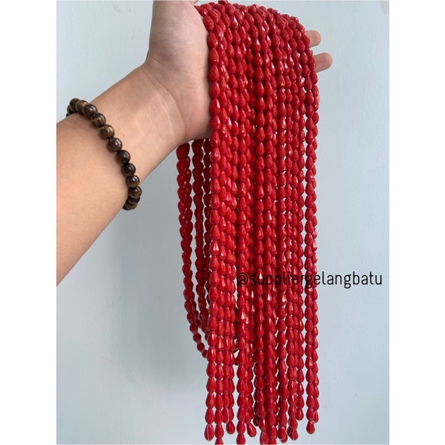 kristal Tetes ceko 13mm x 8mm RED DOFF merah beads crystal PREMIUM