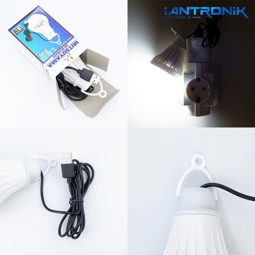 Lampu Bohlam USB 5 / 8 / 10 / 15 WATT LED Emergency Lamp Kabel 1.5 Meter Mitsuyama