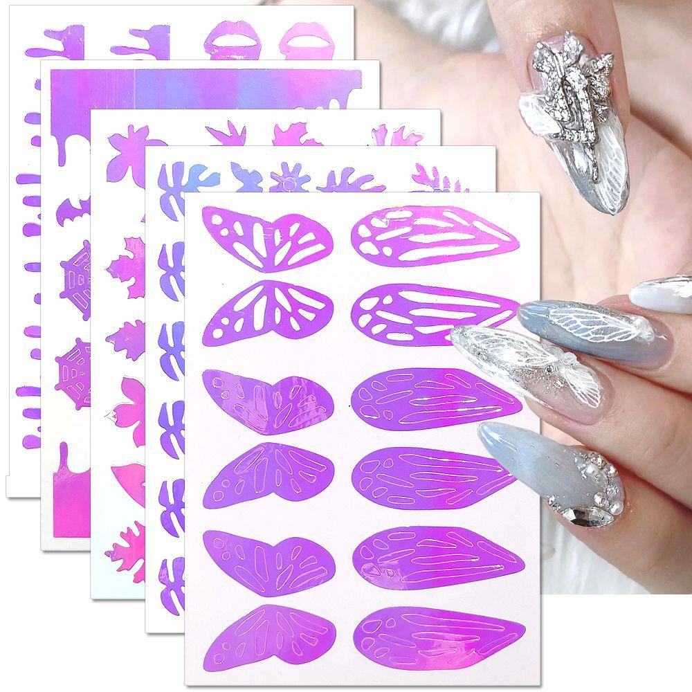 MXBEAUTY Cat Semprot Stiker Kuku DIY Fashion Nail Art Dekorasi Manicure Snowflake Butterfly Pattern Spray Template Sticker