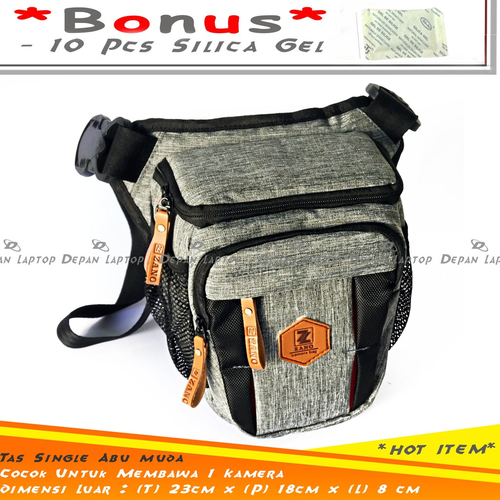 Tas Kamera Selempang Zano Single Warna Abu Muda Praktis Cocok Untuk Mirrorless DSLR