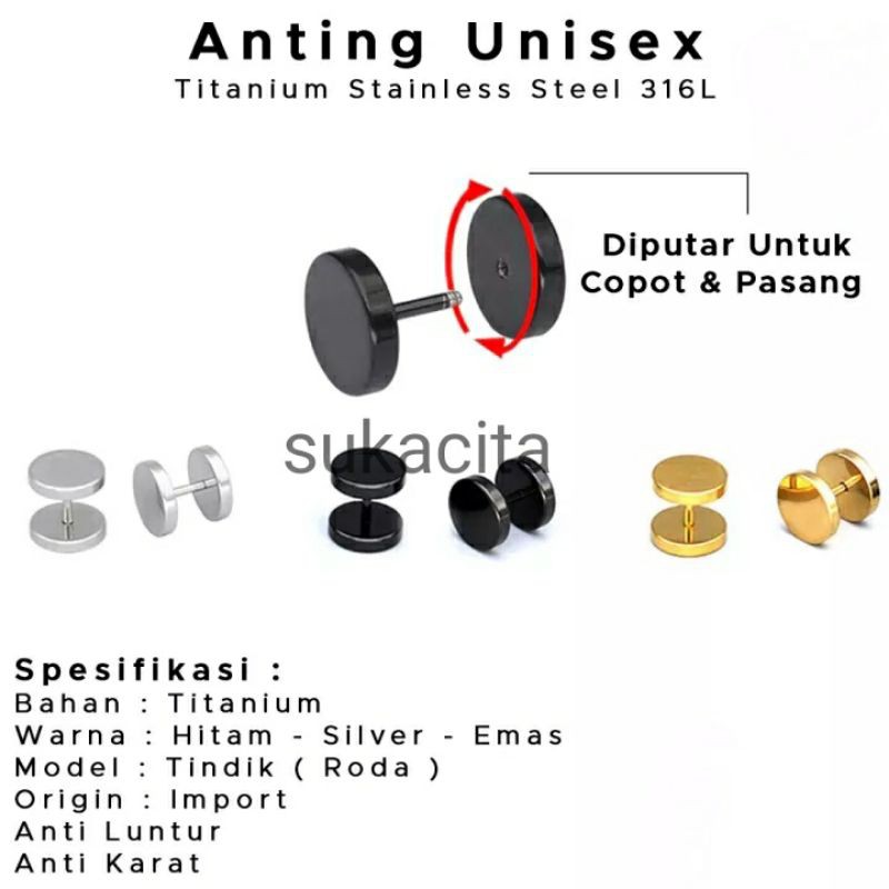 Anting tindik pria/anting roda stainlisstell anti karat