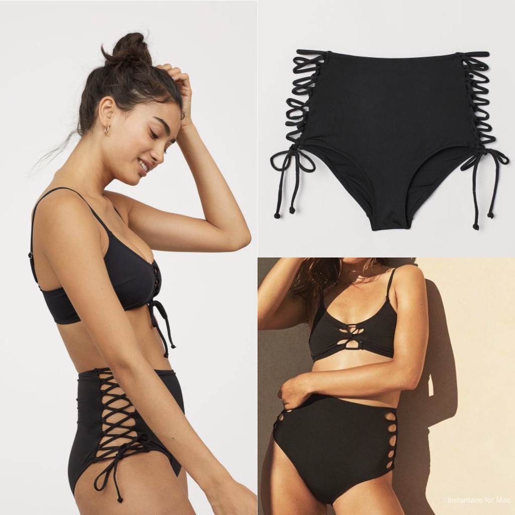 BERKUALITAS H&M Highwaist Laced Up Bikini Bottom HW Panty Underwear Swimwear Lacing Swimsuit Renang