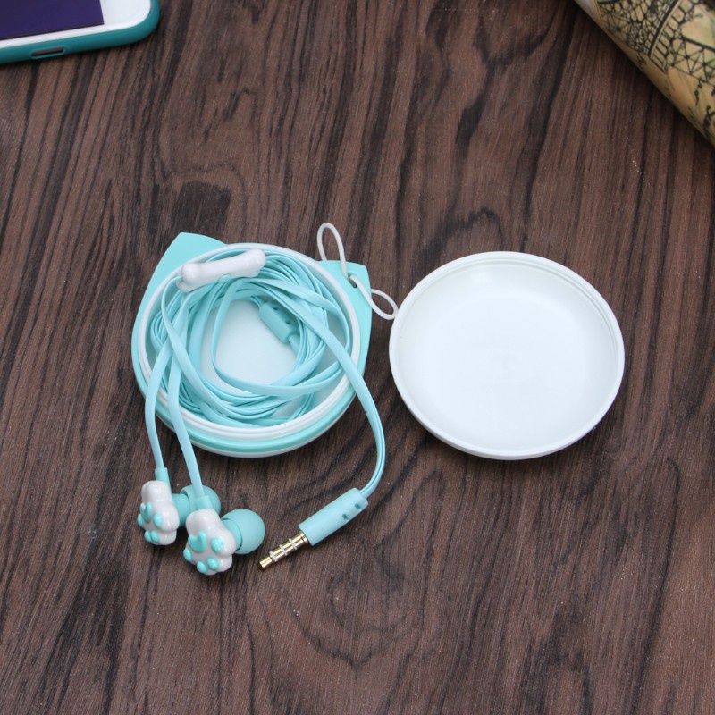 Cre Case Earphone In-Ear Stereo 3.5mm Desain Kucing Lucu Dengan Mic Untuk Anak Perempuan