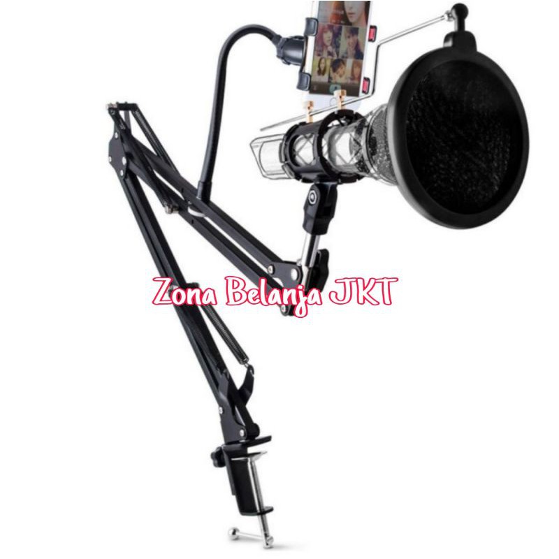 Condenser Microphone Stand Holder / Stand Mic Condenser Holder Hp 360° Lazypod Clamp