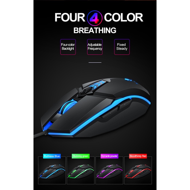 Mouse Kabel Thunder Wolf G510 Gaming Mouse Colorful Breathing Light Glowing Kompetisi Elektrik Wired Ergonomics Mouse Gaming Komputer