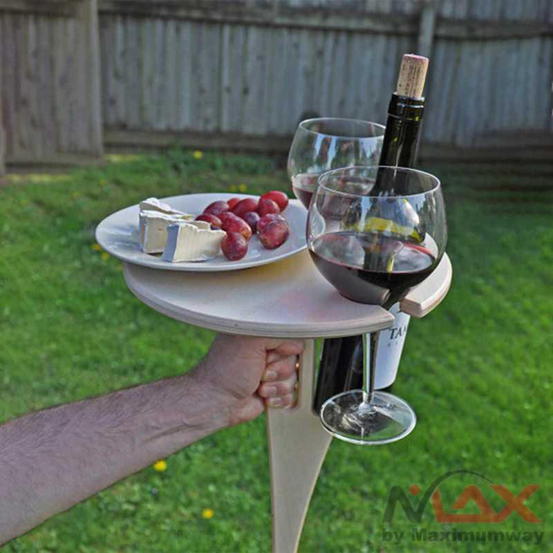 Purplepure Meja Mini Outdoor Taman Foldable Picnic Wine Table - KT007 Warna Wood