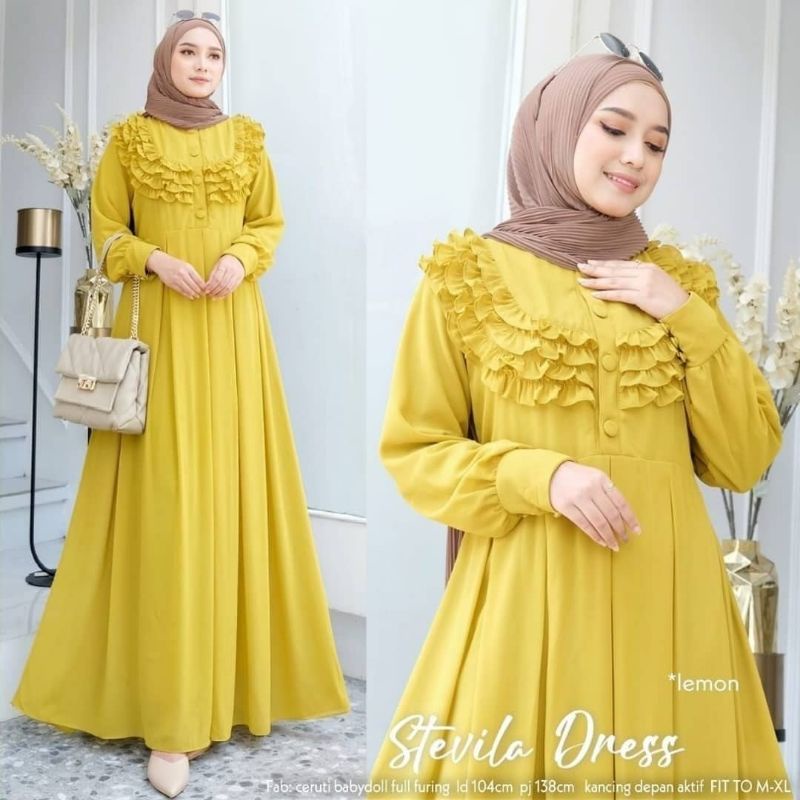 Gamis Malaysia CerutyBabydol Terbaru / STEVILLA DRESS / Gamis Aplikasi Rempel / Gamis Melayu Terlaris / Gamis Melayu Jumbo Tiga Ukuran / BD / Gamis Maxi Terlaris-5