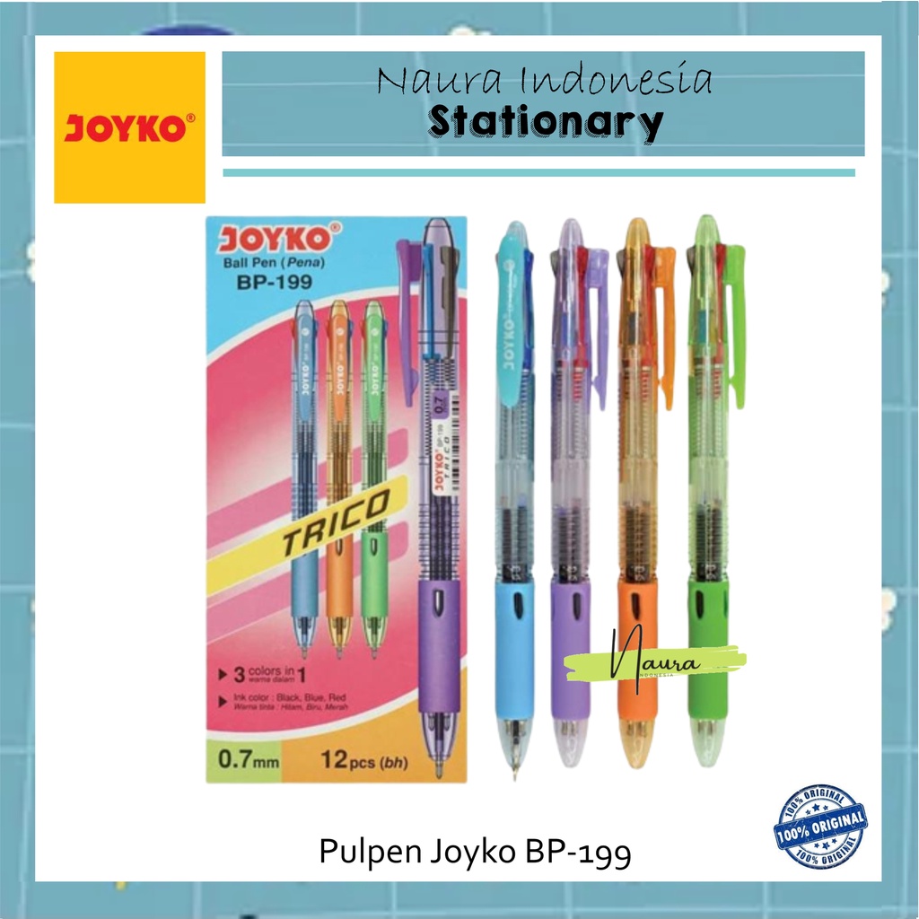 

[1 PACK] Pulpen Joyko BP-199 | Pulpen 3 Warna Trico Joyko Bp-199 | Ball Pen