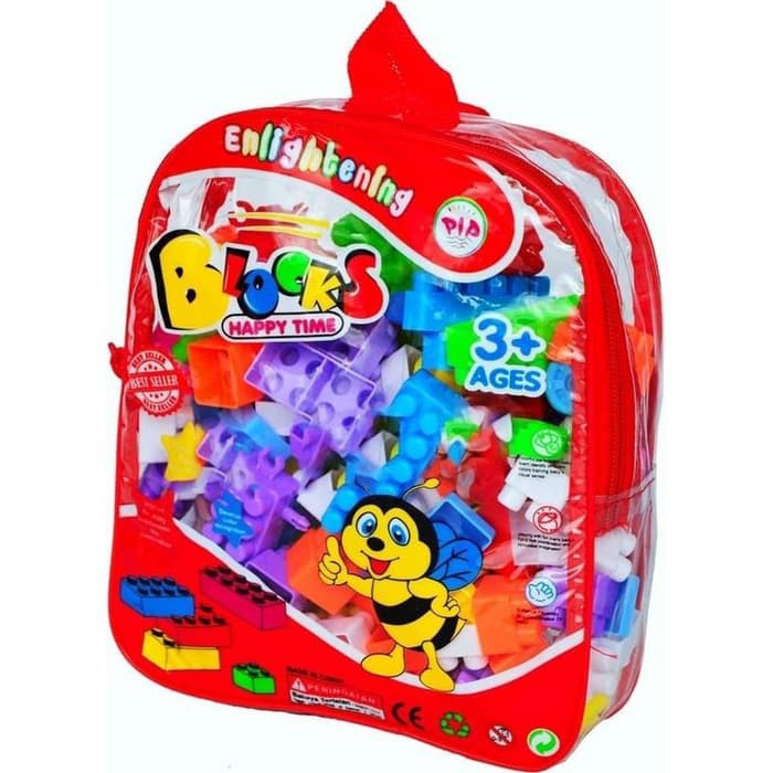 Mainan Anak Balok Susun Block Bongkar Pasang Balok Bricks Tas Isi 102 pcs - Mainan Balok - Mainan Anak