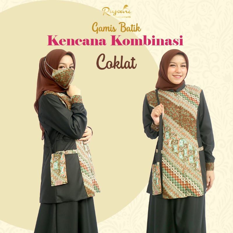 Batik wanita kekinian Gamis Batik Kencana by Riyani seragam dinas i /Gamis Office Dinas Batik Gamis 