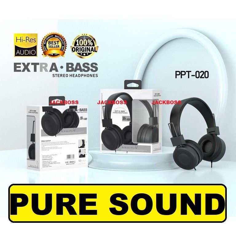 Headphone Bando Gaming + mic PPT-020 Stereo Pure Sound Headset Geming Earphone Handsfree Jack 3.5mm