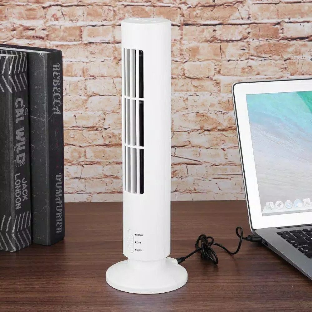 mini tower fan kipas angin desktop usb putih