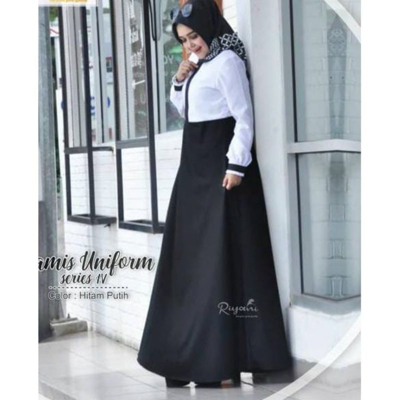 GAMIS SERAGAM PNS WANITA (HITAM PUTIH) GAMIS KERJA/DINAS/PNS/GURU (S.M.L.XL)