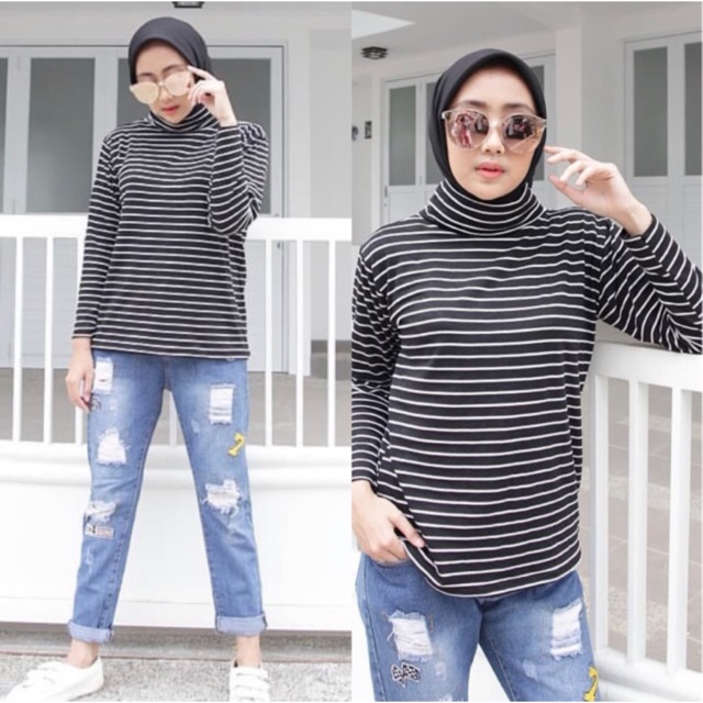 damai fashion jakarta - baju atasan kaos turtle neck MARIANA - konveksi murah tanah abang