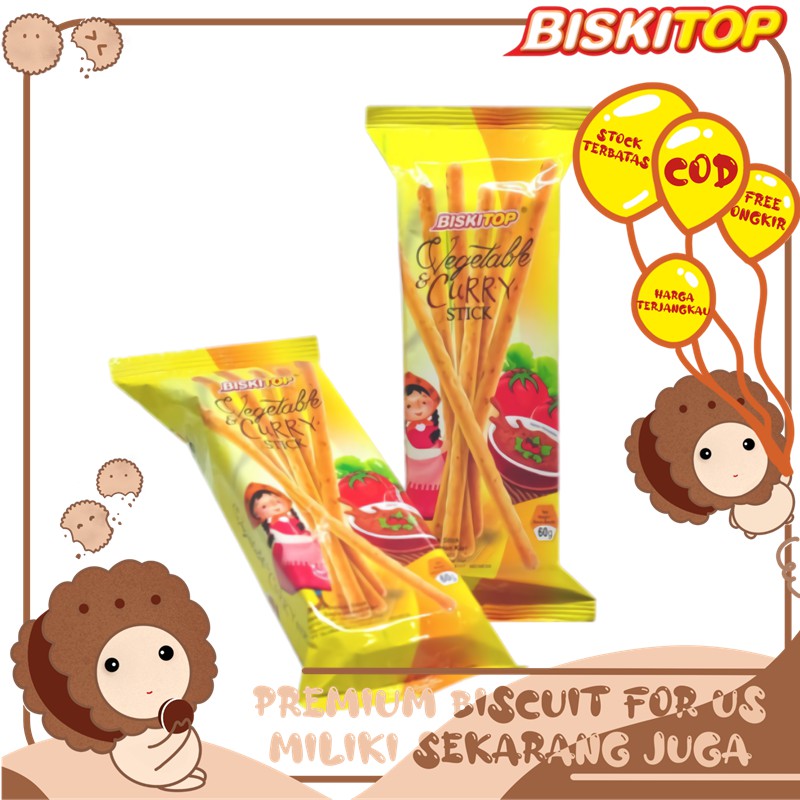 

BISKITOP - CURRY STICK 60g Biskuit Kue Kering Stik Anak Dewasa Enak Renyah Biscuit Rasa