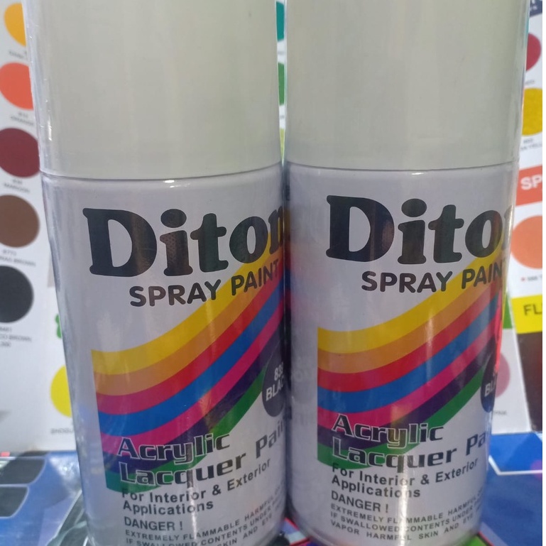 SOLID COLOURS DITON Spray Paint Acrylic Lacquer Paint 300cc Pilox Pilok Cat Semprot Glossy Mengkilap Solid 300ml (Black Clear Red Blue Clear Silver Grey Pink Orange Yellow)