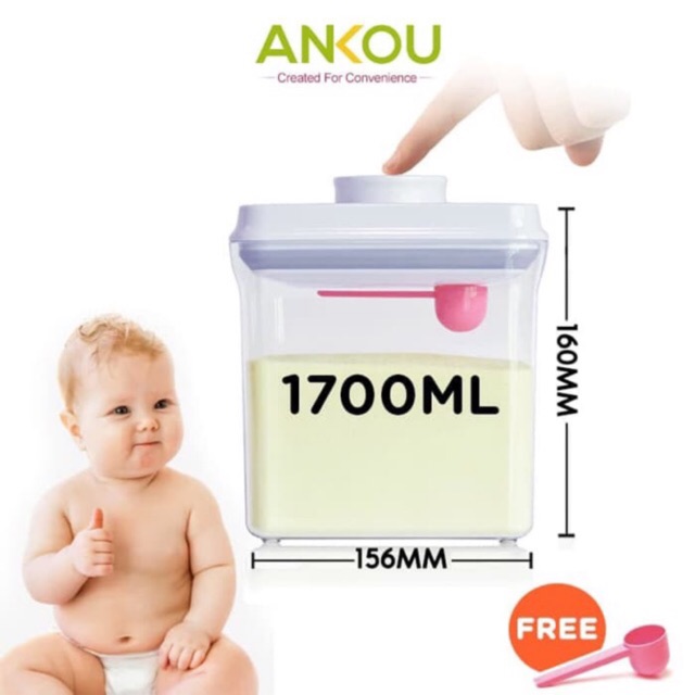 Adda Home - Ankou - Toples ( Tempat makanan / Tempat susu bubuk ) Air Tight 1700ml