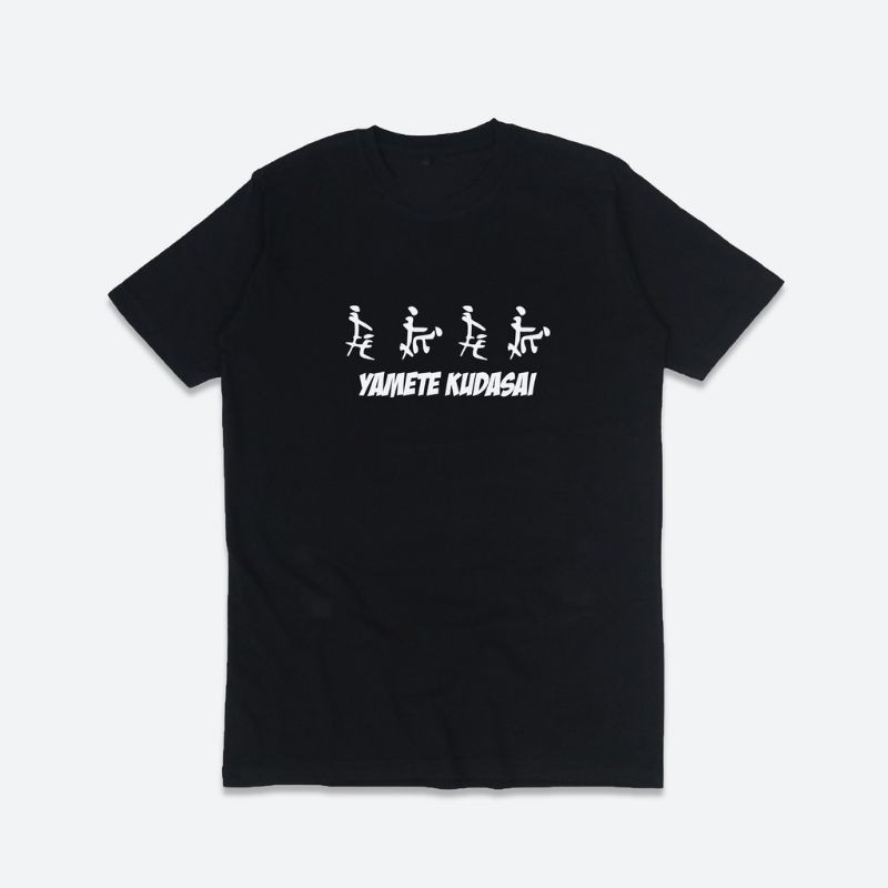 Kaos Pria Wanita YAMETE KUDASAI Custom Kata Jepang Baju Custom Tulisan Jepang Yamete Kudasai