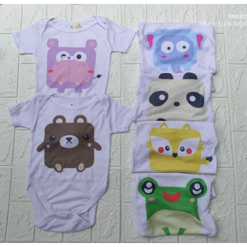 Baju Bayi Jumper Bodysuits Jumsuit Lengan Pendek Motif Karakter Baby Newborn