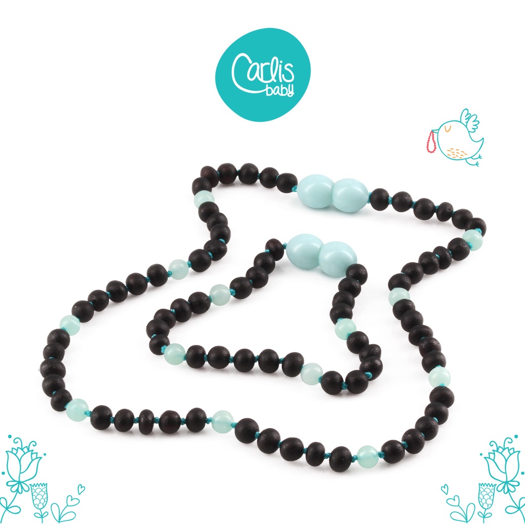 AG63 / AG63 V2/ AGL28  Kalung Amber Tumbuh Gigi Bayi Blue Gemstone By Carlis Baby