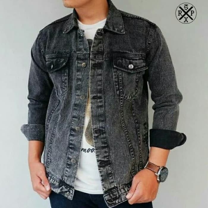 Jaket Levis Pria P6O5 Dijual jaket pria keren taslan jn abu hitam tahan angin distro g