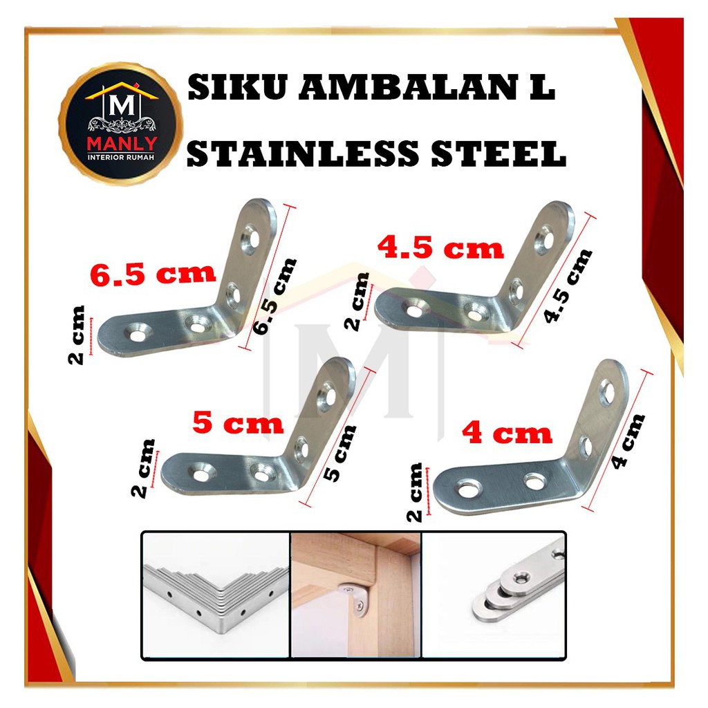 Bracket Siku Ambalan L/ Siku Ambalan L 4 / 4.5 / 5 / 6.5 cm, Free Sekrup